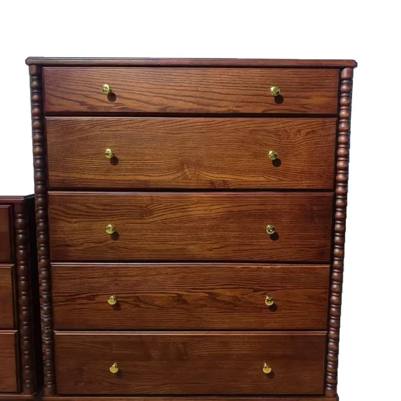 

Medieval style chest of drawers American solid wood chest bedroom storage locker French retro solid wood living room storage