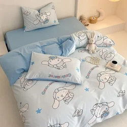 Cinnamoroll-funda nórdica de dibujos animados para niños, Juego de 3 piezas, bonita funda de edredón de Hello Kitty, funda de almohada para decoración de dormitorio