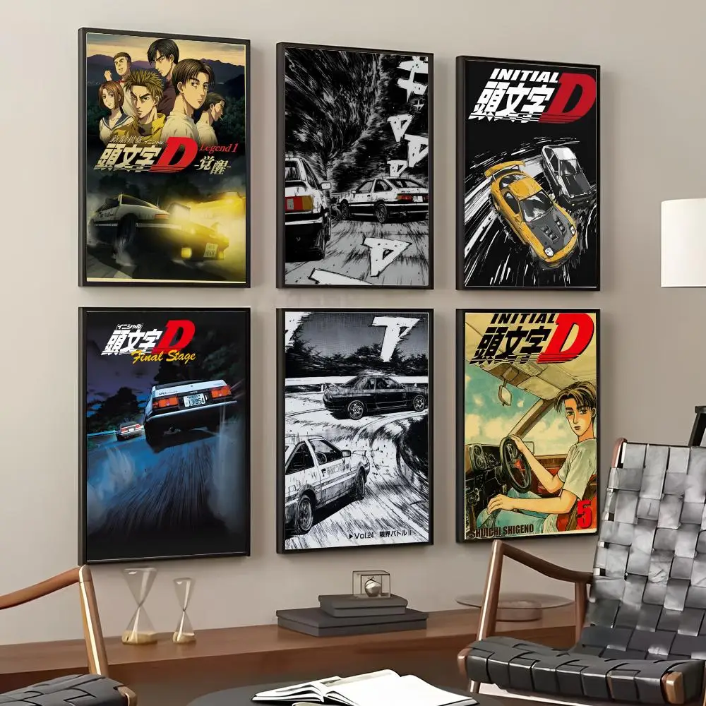 Classic Anime I-Initial D Painting Calligraphy Cotton Canvas Wall Art Poster HD Print Modern Home Decor Painting