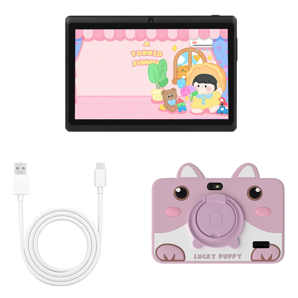 جهاز لوحي للأطفال بنظام Android 13 بسعة 4 جيجابايت + 64 جيجابايت، تحكم بالأبوية، 2.4 جيجا واي فاي، شاشة حماية للعين، تطبيق تعليمي