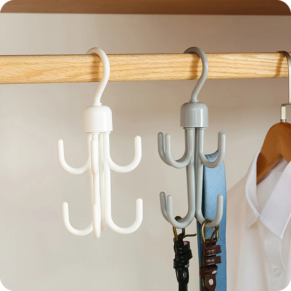 

2pcs 360 Degree Rotating Hooks Hat Scarf Tie Hanger Multifunctional Wardrobe Organizer Home Office Use Grey Environmentally