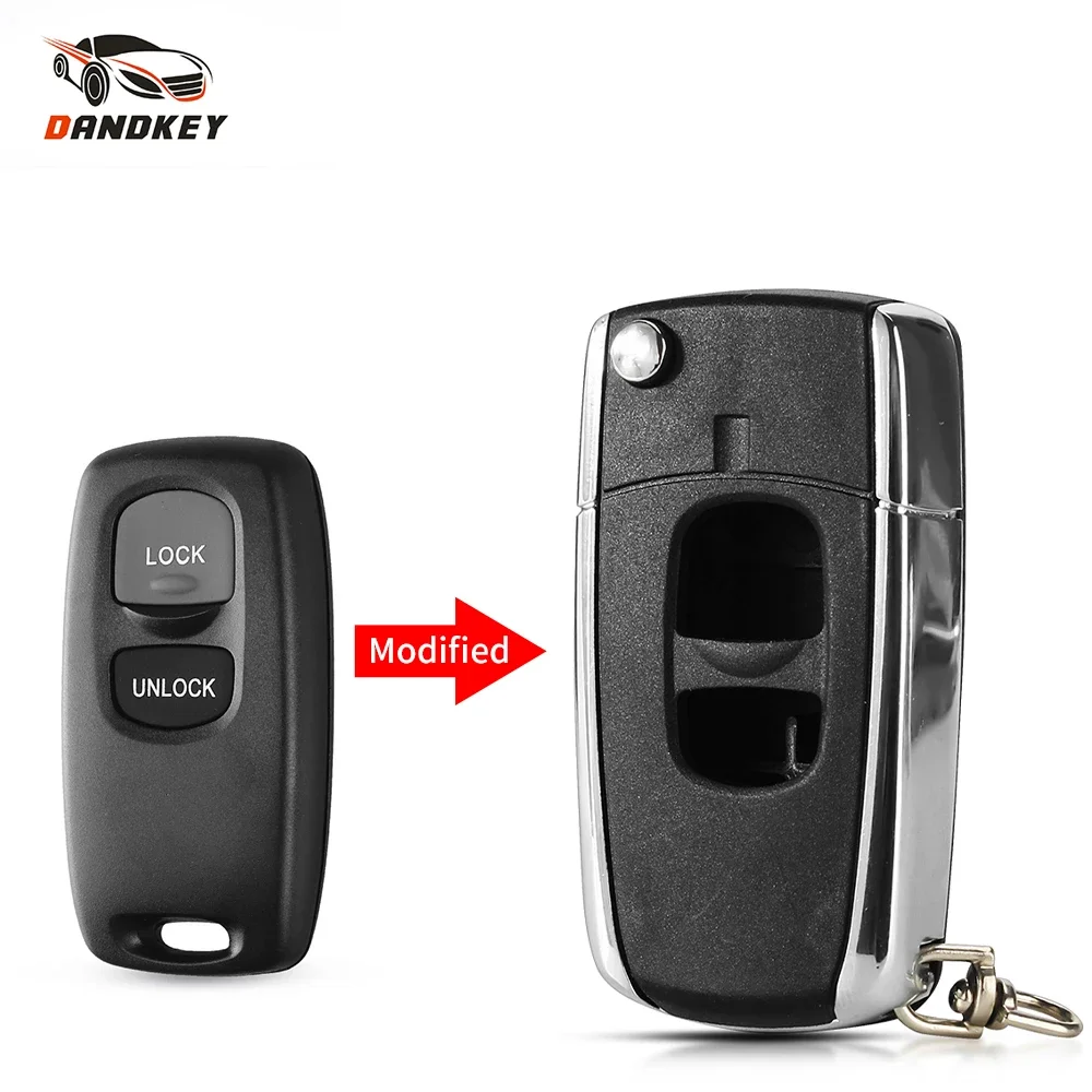 Dandkey Modified Folding Flip Car Key Shell for MAZDA 2 3 6 626 323 Blank Remote Key Replacement Fob Case