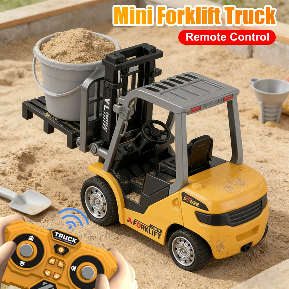 

Mini RC Truck Forklift 1:64 Remote Control Cars Toys Liftable Crane & Forklift 2 In 1 Toy Car Lift Truck Christmas Birthday Gift