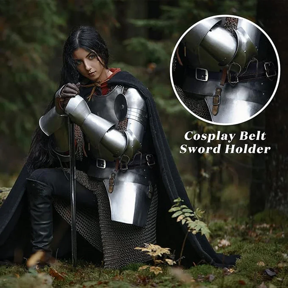 Pasek do cosplayu w stylu retro z regulowaną pochwą samurajską, skórzany stojak na miecz rycerski z PU, pas biodrowy.