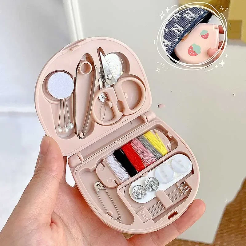 Sewing Kit with Case Portable Sewing Tool Travel Kit Emergency Repair Kit with Threads Scissors Sewing Needles