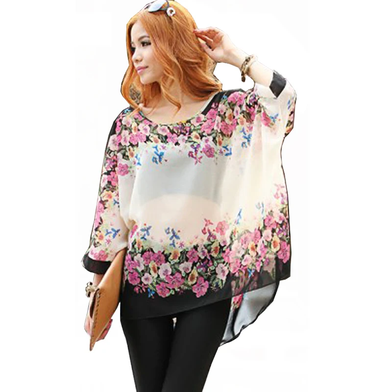 Women Blouses Plus Size Clothing Summer 2021 Novelty Bohemian Shirts Blusas Femininas Bohemian Style Women's Chiffon Tops Tees