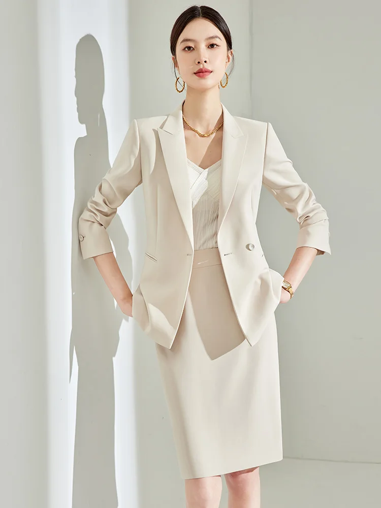 

Slim Fit Suit Set Soft Gentle Women's Flavor Beige Profional Career Women's Dr Code Spring 2025 Faion Trend