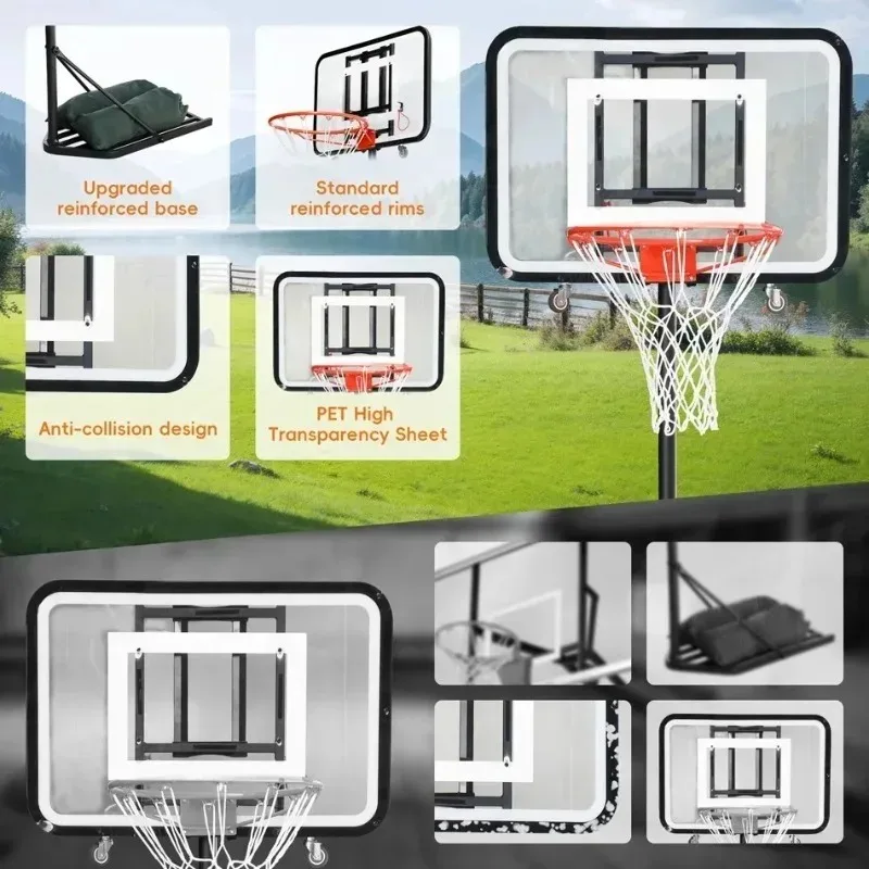 ห่วงบาสเก็ตบอลแบบพกพาพิเศษ สำหรับผู้ใหญ่และเด็ก ใช้ได้ทั้งในร่มและกลางแจ้ง เคลื่อนย้ายได้ ยกขึ้นลงได้ ใช้สำหรับฝึกซ้อม