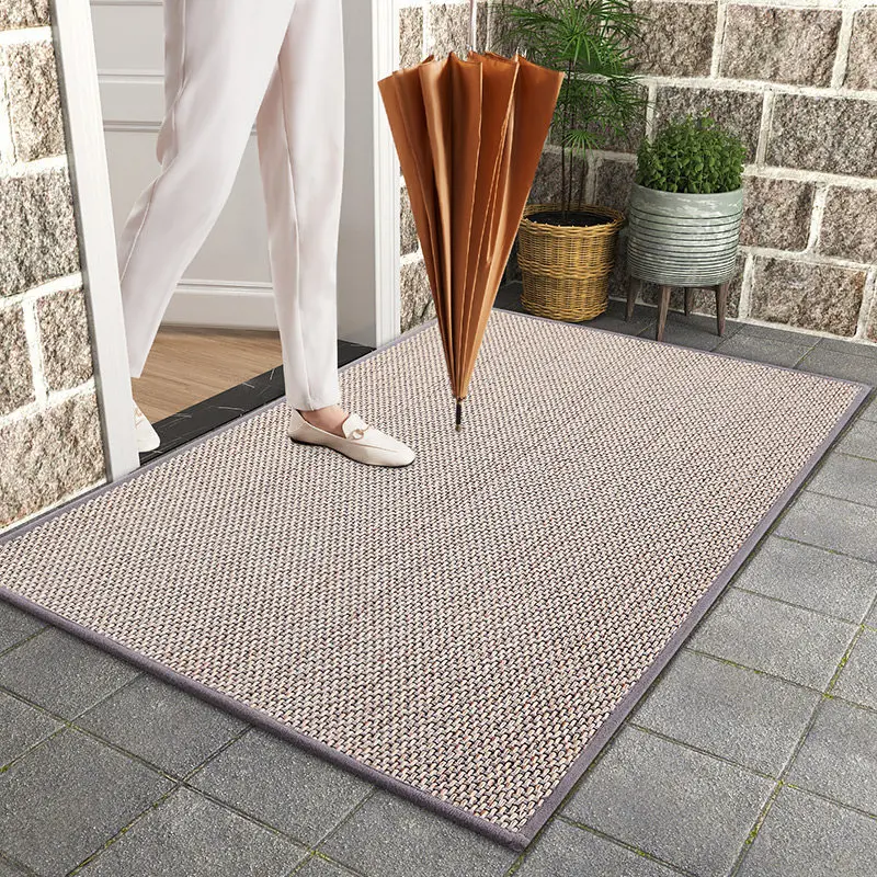 Entrance Doormats Modern Simple Linen Weave Carpet Mud Dusting Wear-resistant Rug Rubber Double-sided Non-slip Vacuuming Mat