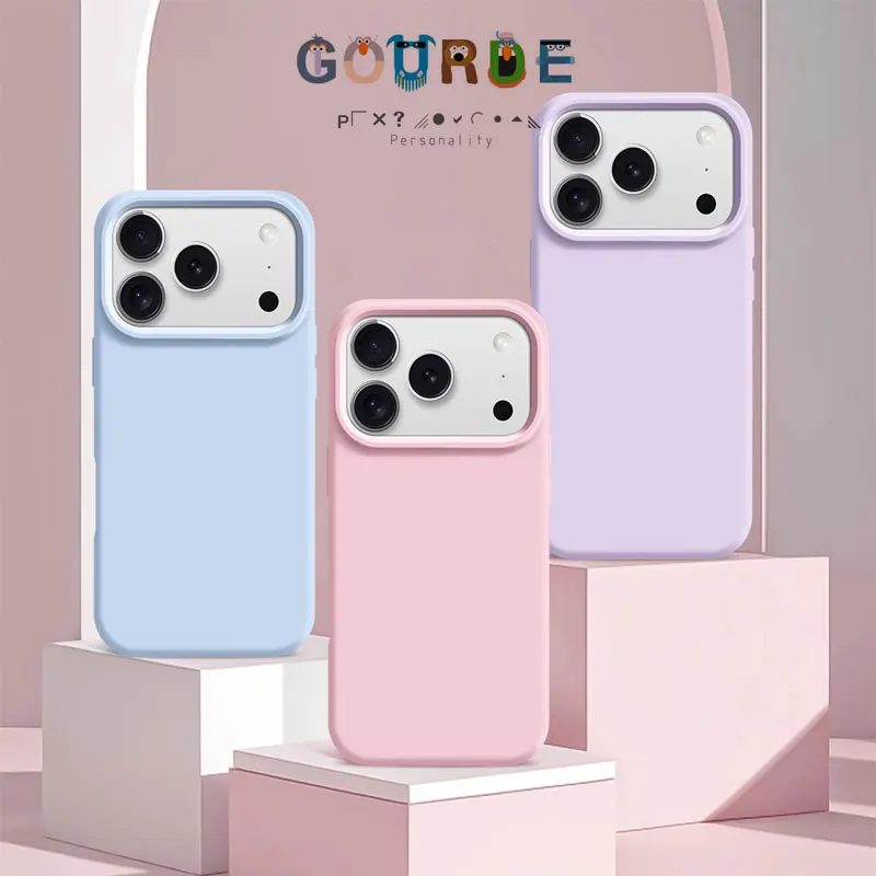 

Gourde Fashion Simple Color Liquid Silicone Protection Phone Case for Iphone 16 15 14 12 13 11 iphone 17 pro case
