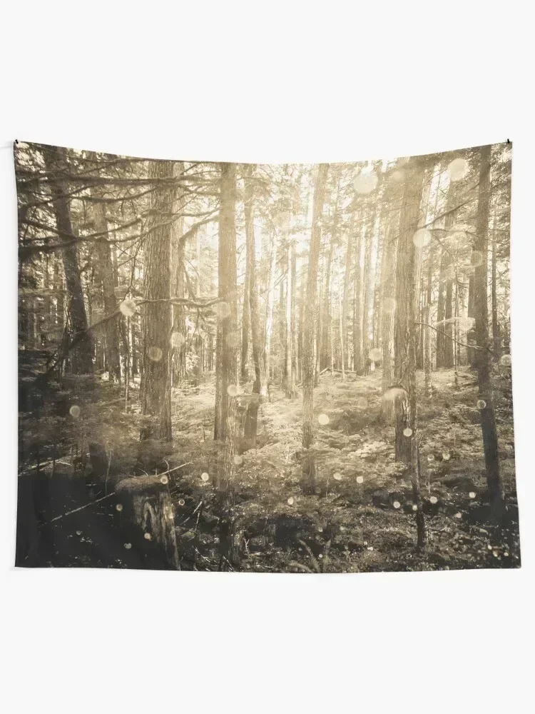 Forest Trees - Vintage Sepia Magical Lights Woods Tapestry Wall Deco Wall Coverings Carpet On The Wall Bedroom Deco Tapestry