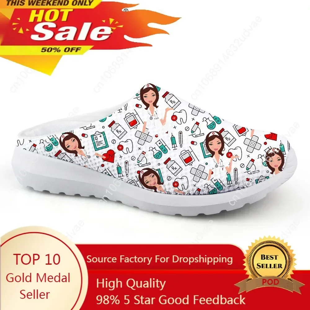 

Nursing Physician Cartoon Hospital Print Women Slippers Nurse Shoes Comfortable Ladies Home Sandals Zapatos de Mujer