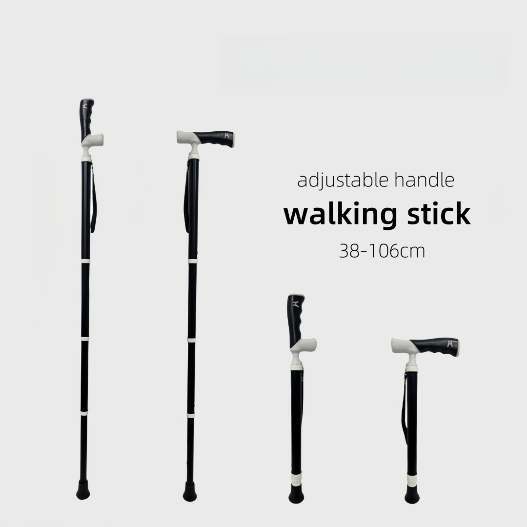 

Telescopic Walking Stick 38-106cm with Adjustable Handle Titanium Aluminum Alloy Extendable Personal Self Defense Trekking Poles