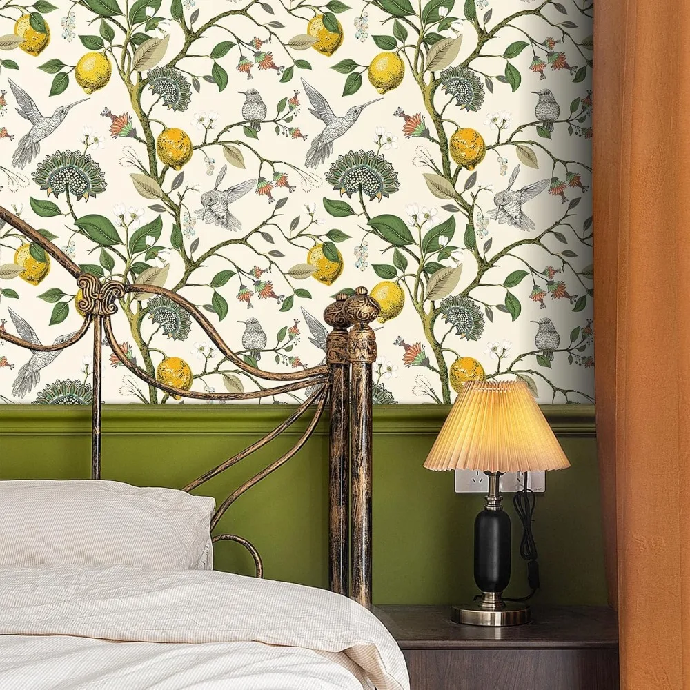 ورق جدران قابل للتقشير واللصق على شكل طائر طنان عتيق للمطبخ، غطاء جدار بتصميم طائر ذهبي قديم