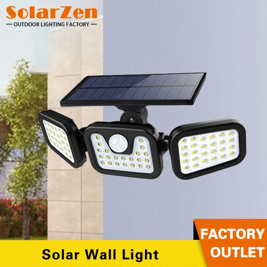 Outdoor LED Solar Wall Light Human Body Sensing Free Rotation IP65 Waterproof Street Light Solar Courtyard Lighting Path Lights