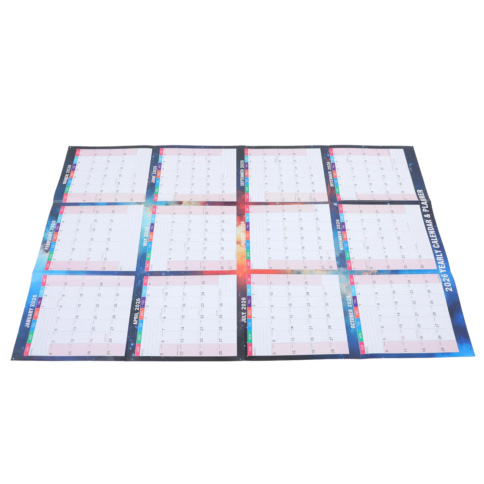 

2026 Wall Calendar Yearly Planner Double Sided 12 Month Hanging Organizer For Home Office School Thick Paper Annual Wall