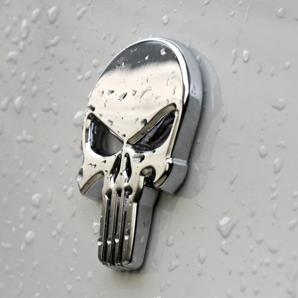 3D Metal Punisher Skull Logo Car Decals Emblem Badge Refit Fuel Tank Tail Side Trim Label Auto Front Back Trunk Body Sticker