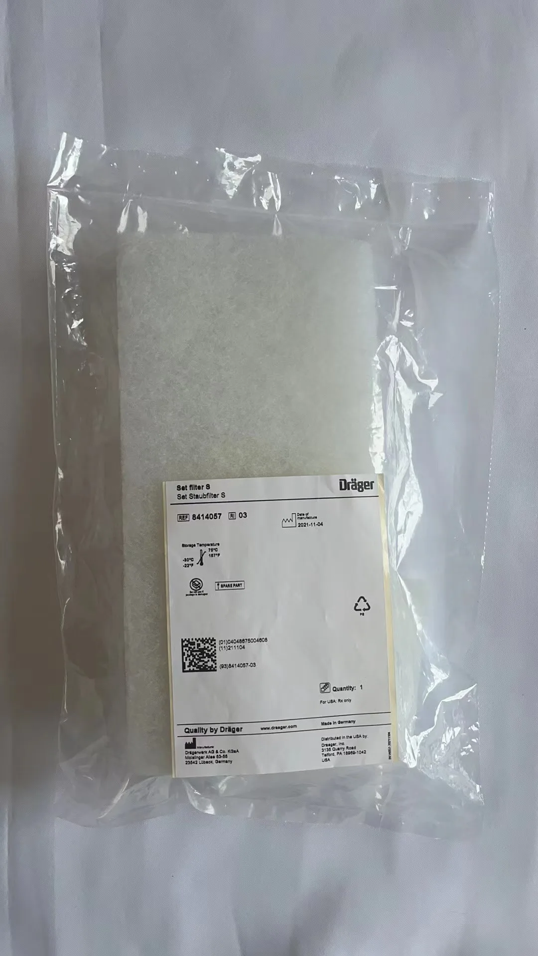 PN:8414057 Drager Dust Filter