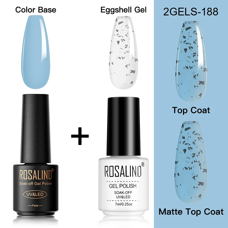 ROSALIND Summer Eggshell Nail Gel Polish Set 2/4/6/8/10PCS/Set Semi Permanent UV LED Lamp Base Top Coat Colorful Nail Gel Set