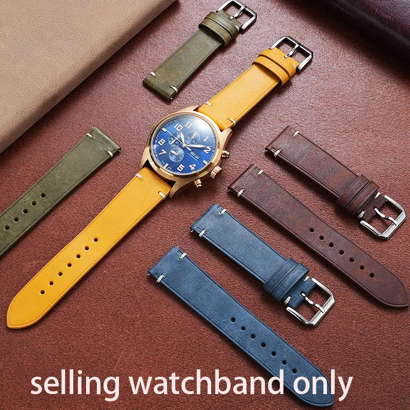 For IWC Pilot Mark 18 Portugal Portofino Retro Sport Leather Watch Strap 18mm 19mm 20mm 21mm 22mm Quick Release Strap