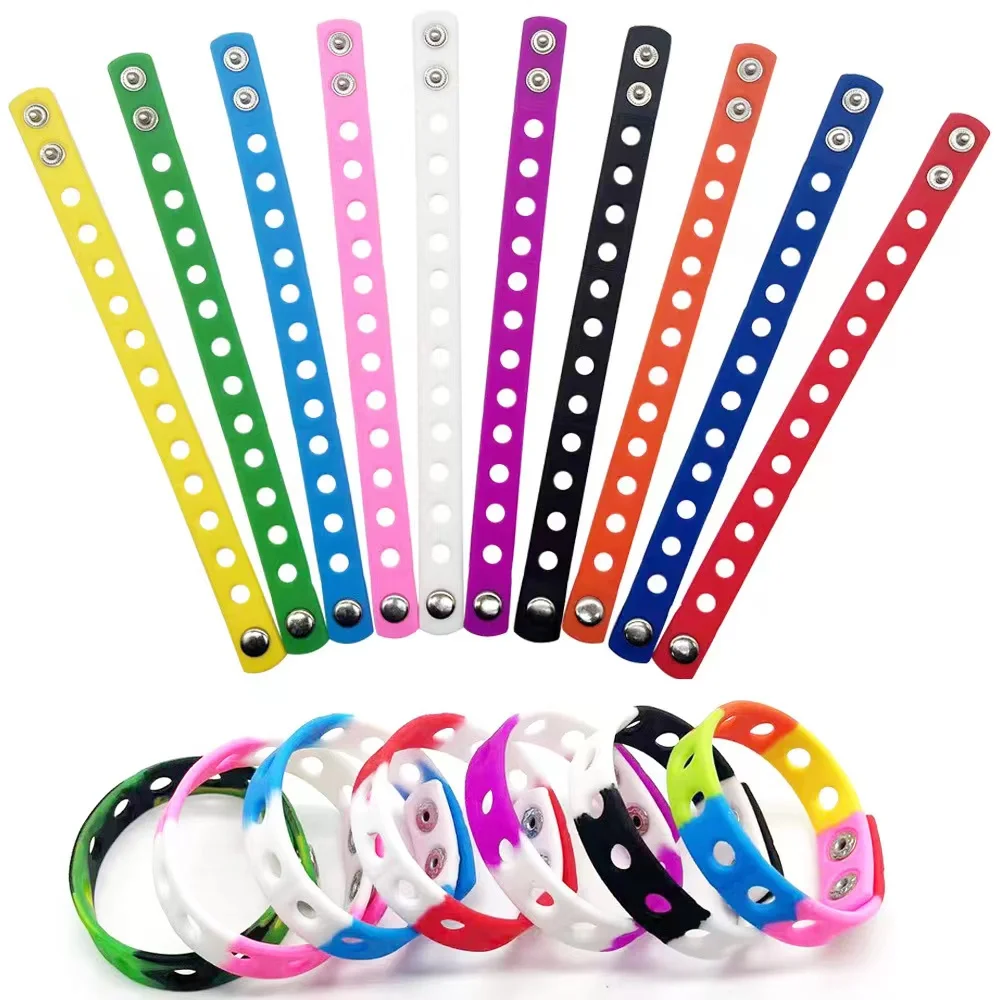 1PCS Random Color Silicone Bracelet Wristbands 18CM With Shoe  Buckle PVC Shoe Accessories Shoes charms Kid birthday Gifts