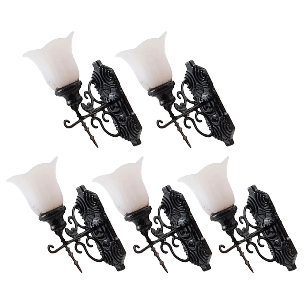 5 pçs mini casa lâmpada de parede modelos lâmpadas de parede em miniatura mini simulação lâmpadas de parede luzes em miniatura estatuetas para artesanato