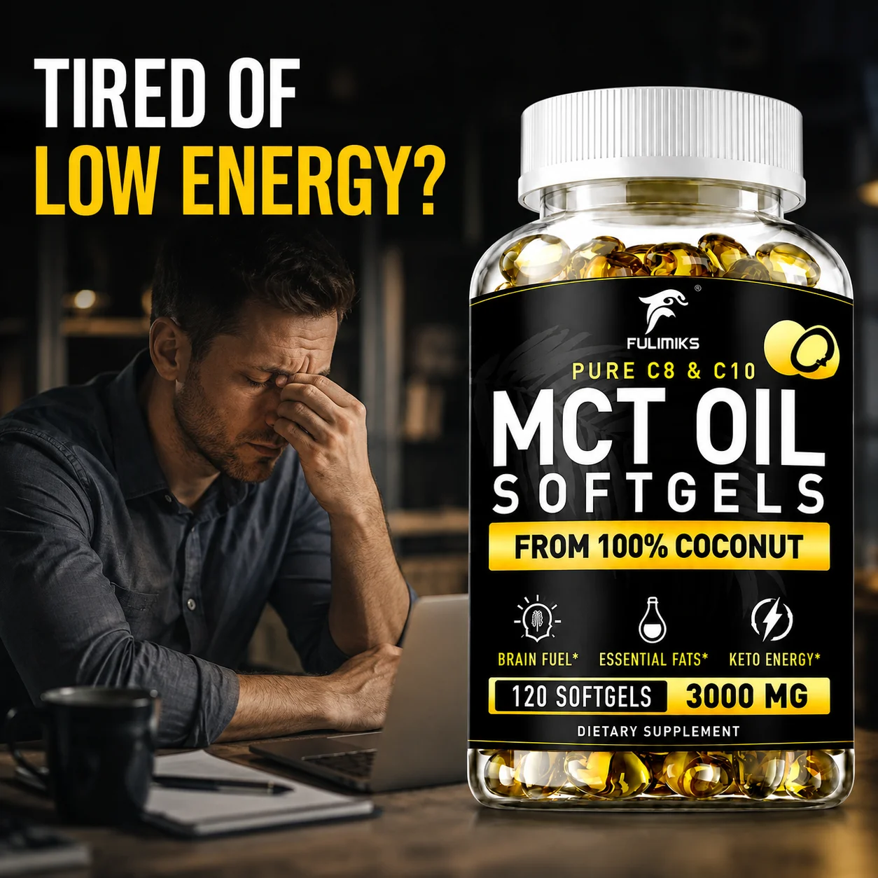 Mct Oil Coconut - MCT Yağı Kapsülleri, 3000mg, 120 Yumuşak