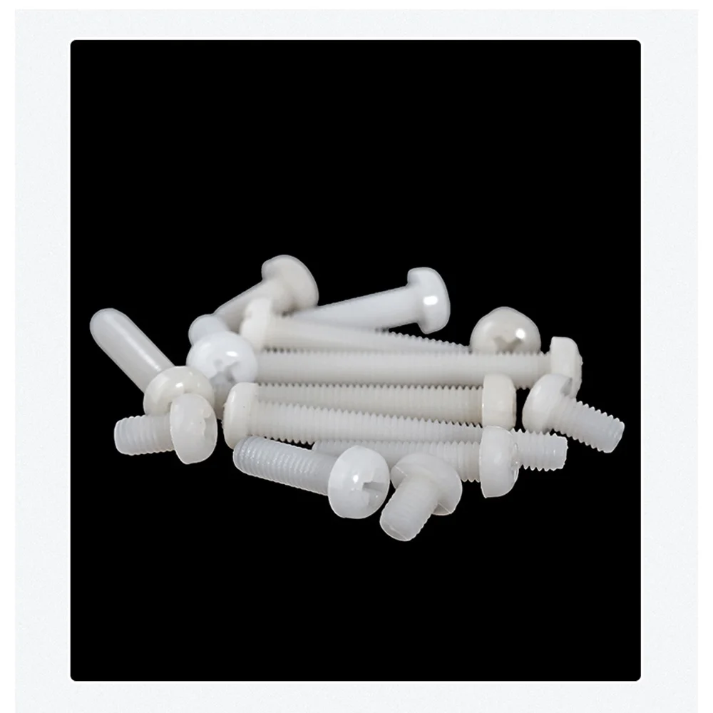 20–100 Stück Nylon-Kreuzschlitz-Halbrundkopfschraube M2 M2,5 M3 M4 M5 M6 M8 schwarz/weiße Kunststoffschrauben und Bolzen Länge 4–60 mm ﻿