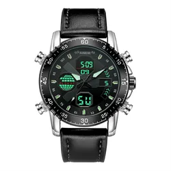 Men Big Brand Watches Students Fashion Leather Band Dual Time Multifunctional Sports Chronograph Watch Relogios Masculinos 2024