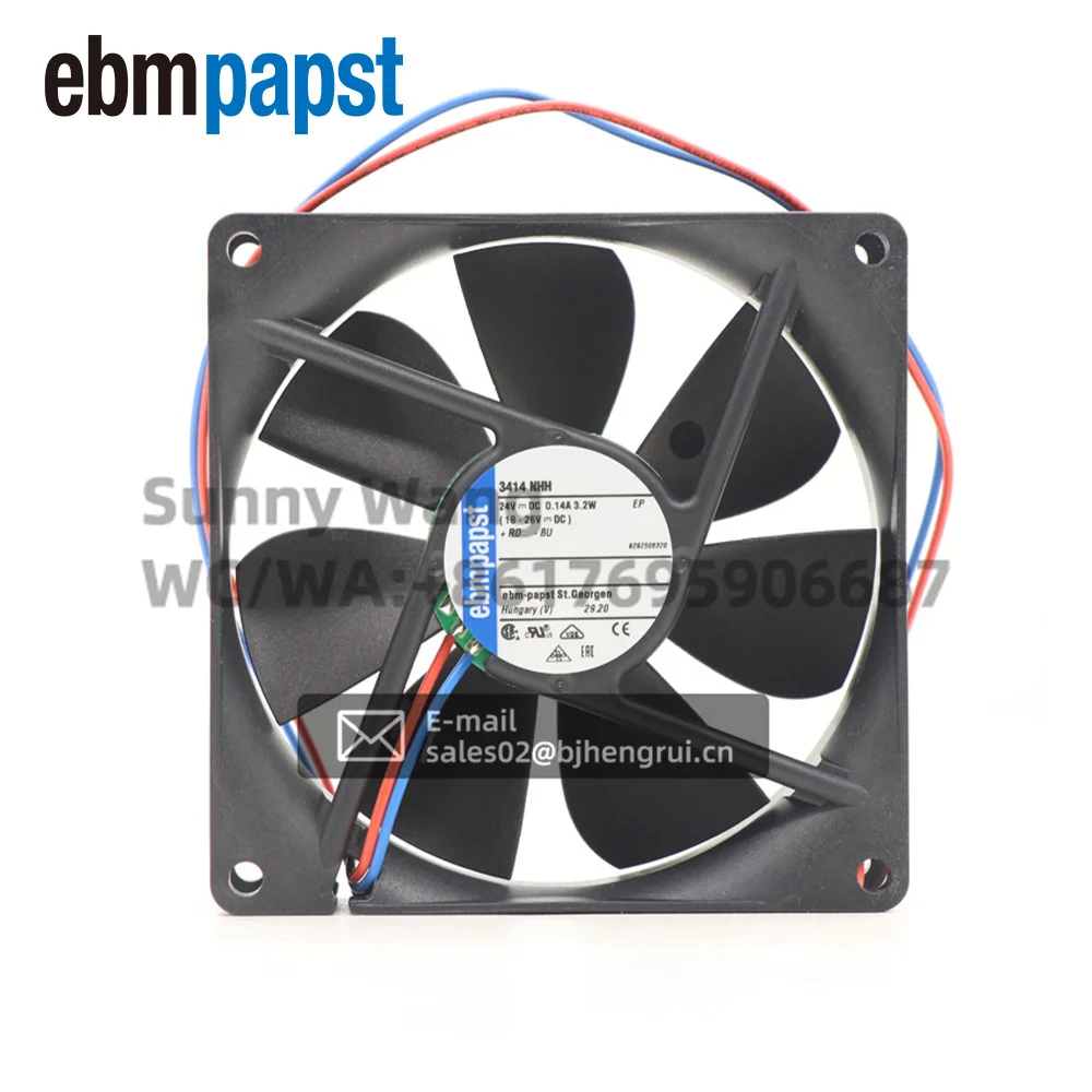 

ebmpapst 3414NHH 24 В постоянного тока 3,2 Вт 3250 об/мин 92X92X25 мм 9225 9 см устройство связи робота инвертор осевой охлаждающий вентилятор