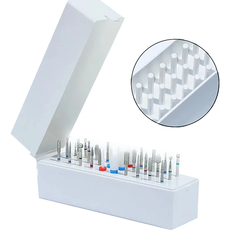 30 Slots Nail Drill Bit Holder Clear Storage Box For Electric Rotary Files Display Nail Accessorie Tools