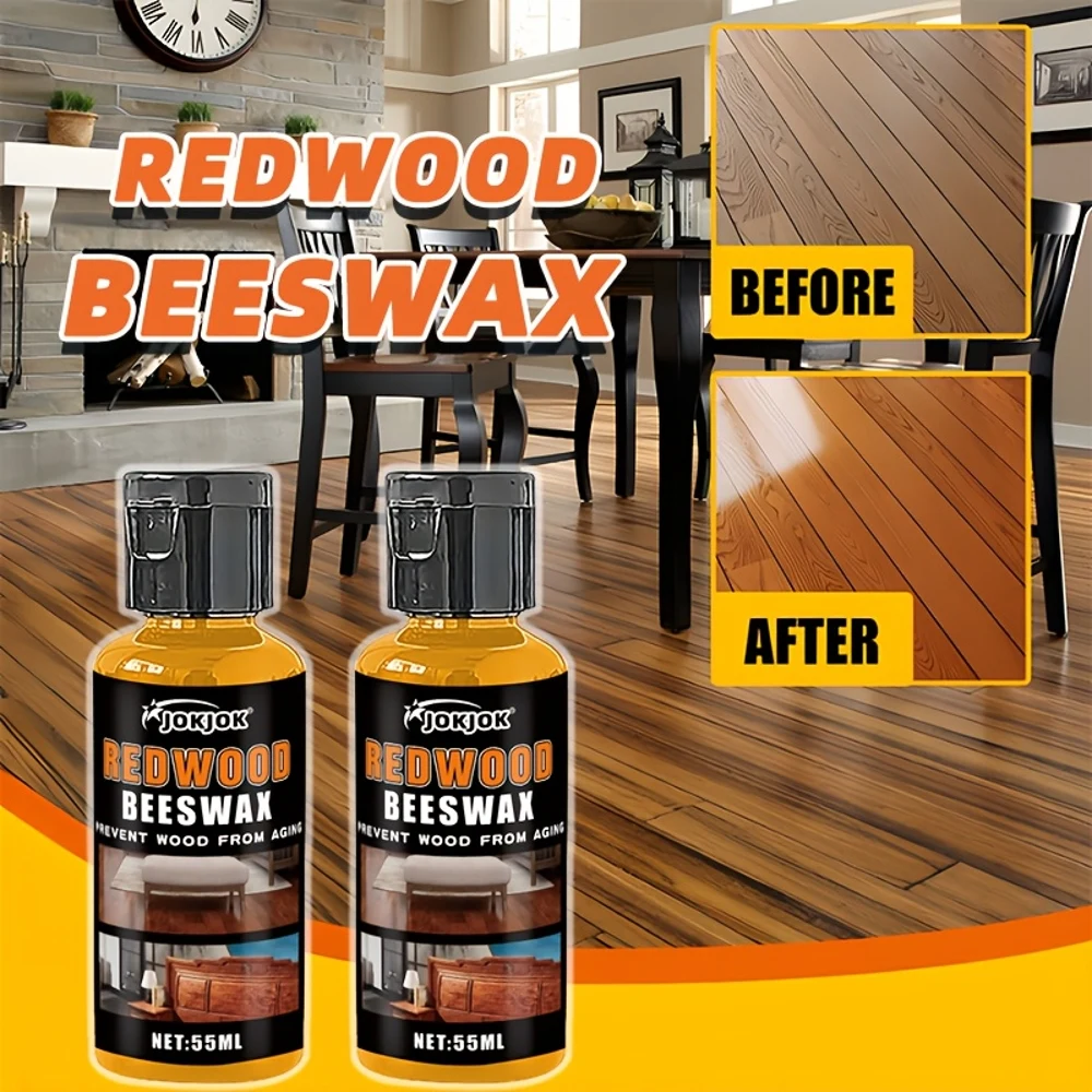 Lilin Lebah Kayu Merah Premium untuk Lantai Kayu, Pemoles Furnitur, Anti-Penuaan, Lapisan Tahan Retak, Pemulih dan Pelindung, 55ml