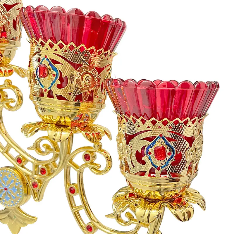 HT Gold-plating Candle Holder for Church Home Decoration Orthodox Supplies