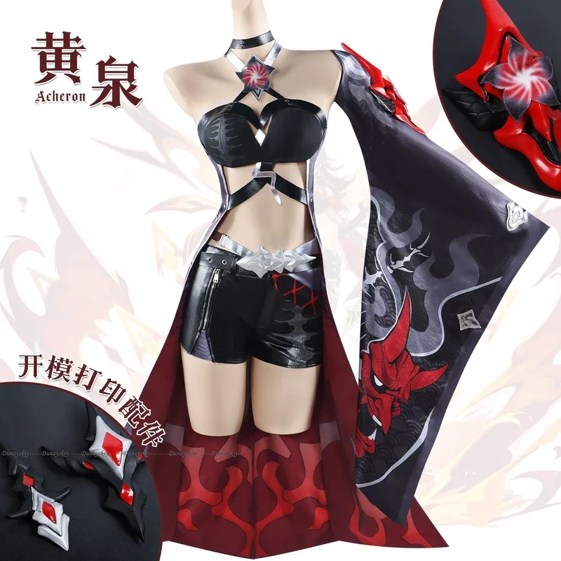 RED Acheron Cosplay Costume Honkai Star Rail Acheron Cosplay Dress Outfit Wig Shoes Huang Quan Huangquan Prop Red Skin New