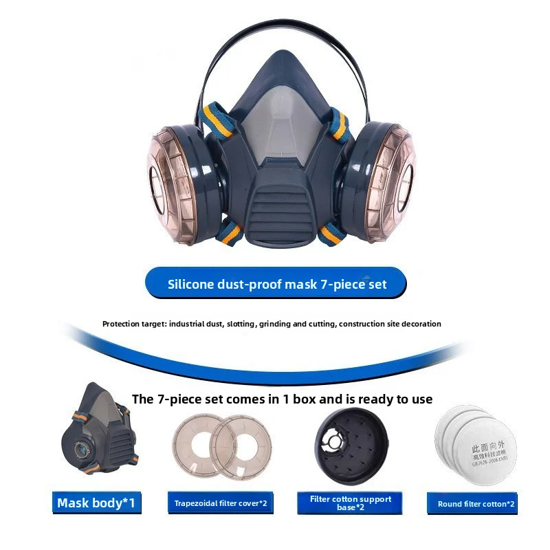 Work Dust-Proof Industrial Dust Mask, Half Face Respirator with Filter Cotton for Painting, Grinding, and Coal Mine Work