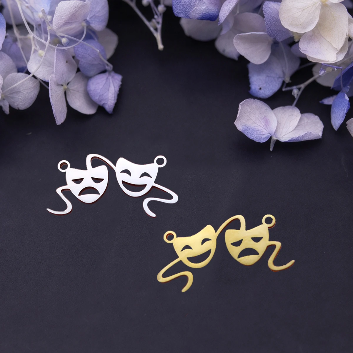 3pcs Drama Mask Charms Stainless Steel Comedy Tragedy Face Pendant Connector for DIY Jewelry Making Necklace Bracelet Wholesale