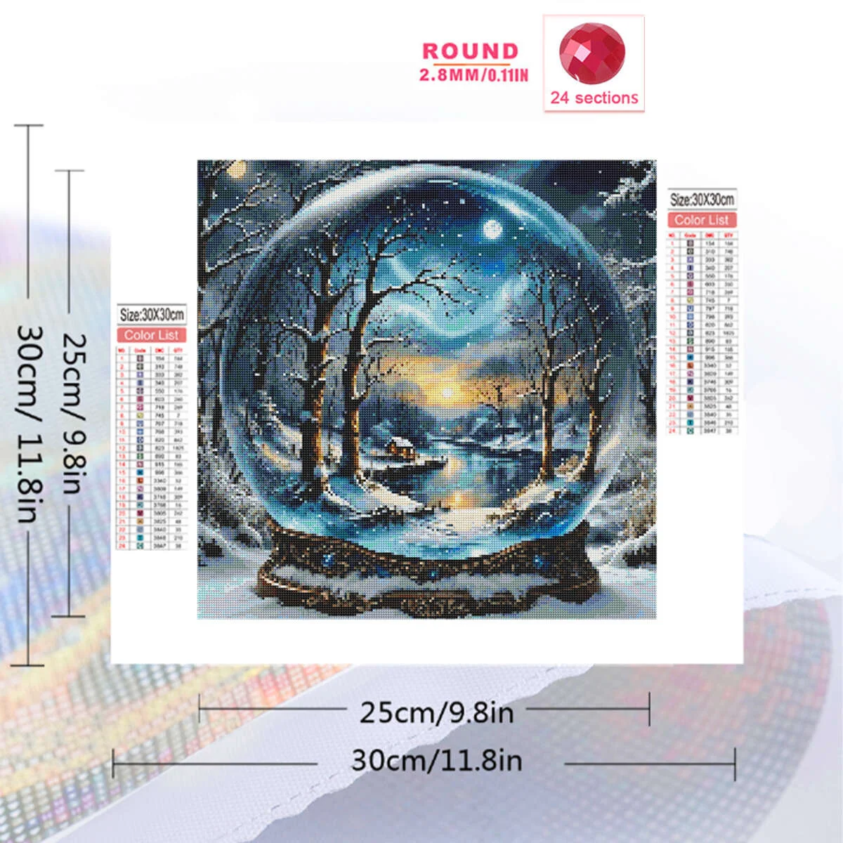 EverShine Diamond Painting Landscape Ball Winter New Arrival Diamond Mosaic Snow Lake Tree Cartoon DIY Hobby Home Decor Gift