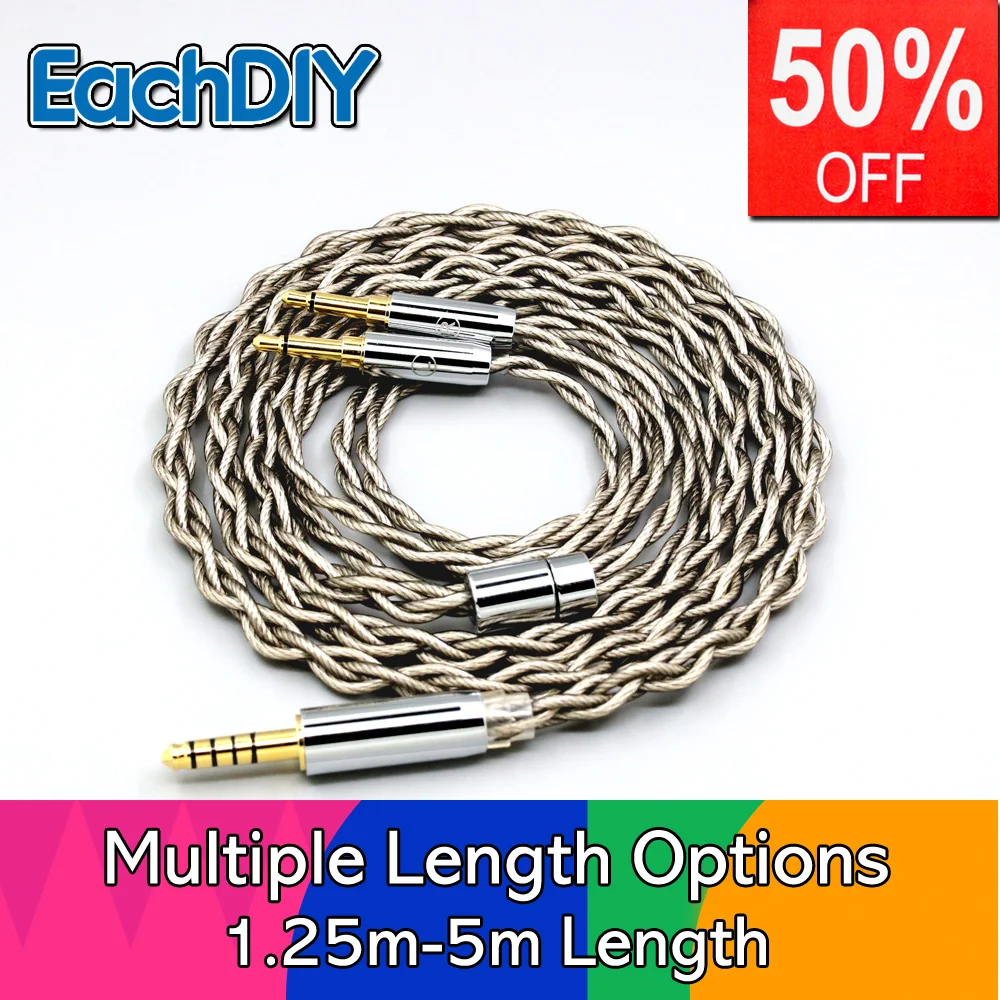 

99% Pure Silver + Graphene Silver Plated Shield Earphone Cable For Denon AH-D7200 AH-D5200 AH-D9200 AH-D600 AH-D7100 LN007932