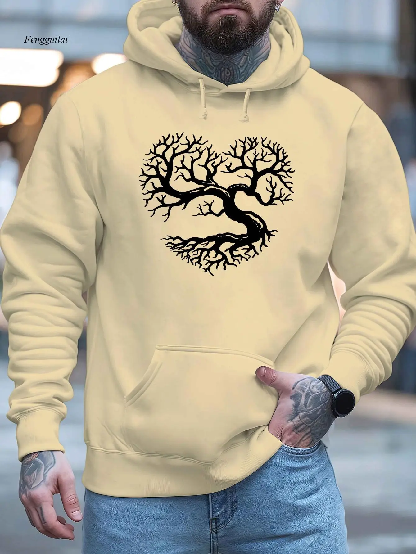 

Уютная толстовка с принтом «Дерево любви» — плюшевый пуловер с карманом-кенгуру, повседневная толстовка с капюшоном и длинными рукавами