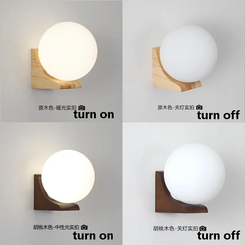 

Walnut Wood Frosted Glass Glass Wall Light Aisle Corridor Balcony Hotel Bedroom Bedside Wabi-Sabi Style Wood Log Wall Lamp