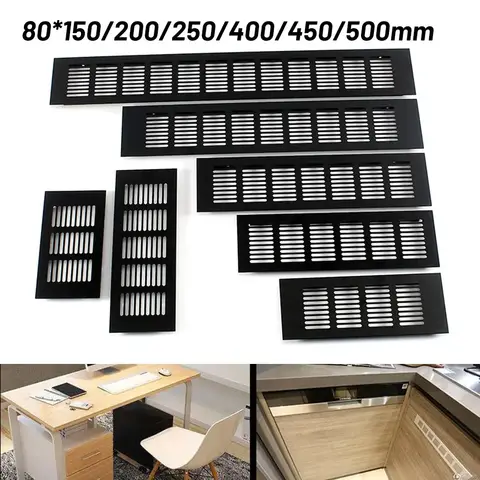 알루미늄 환기 그릴 캐비닛 옷장 공기 환기 직사각형 환기 커버 검정색 욕실 문 캐비닛 옷장