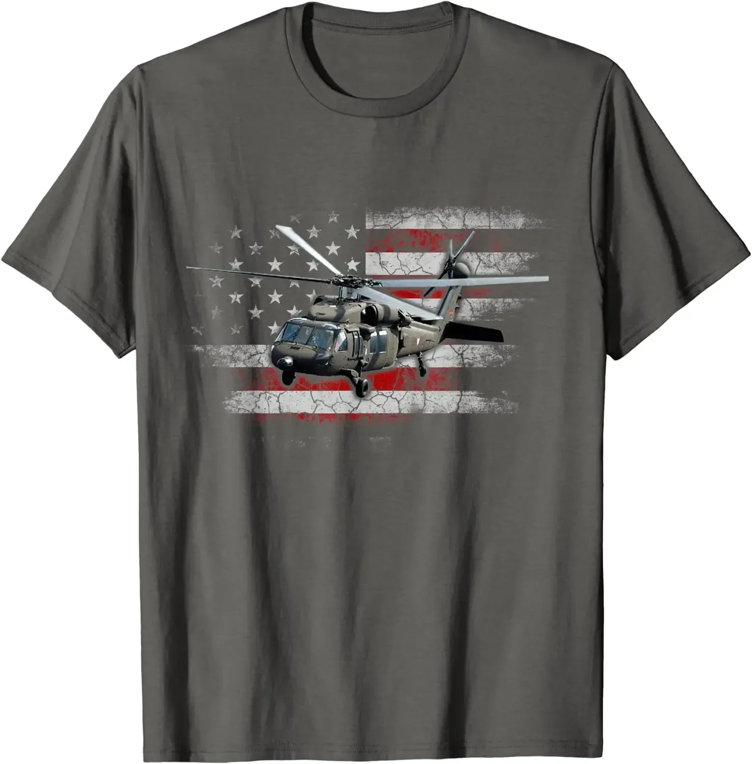 Vintage USA Flag UH-60 Black-Hawk Helicopter T-Shirt 100% Cotton O-Neck Summer Short Sleeve Casual Mens T-shirt Size S-3XL