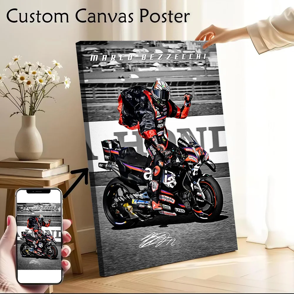 Marco Bezzecchi Motorcycle Racer Poster Canvas Wall Art Custom Photo Print Modern Painting for Fans Bedroom Accessories Mural