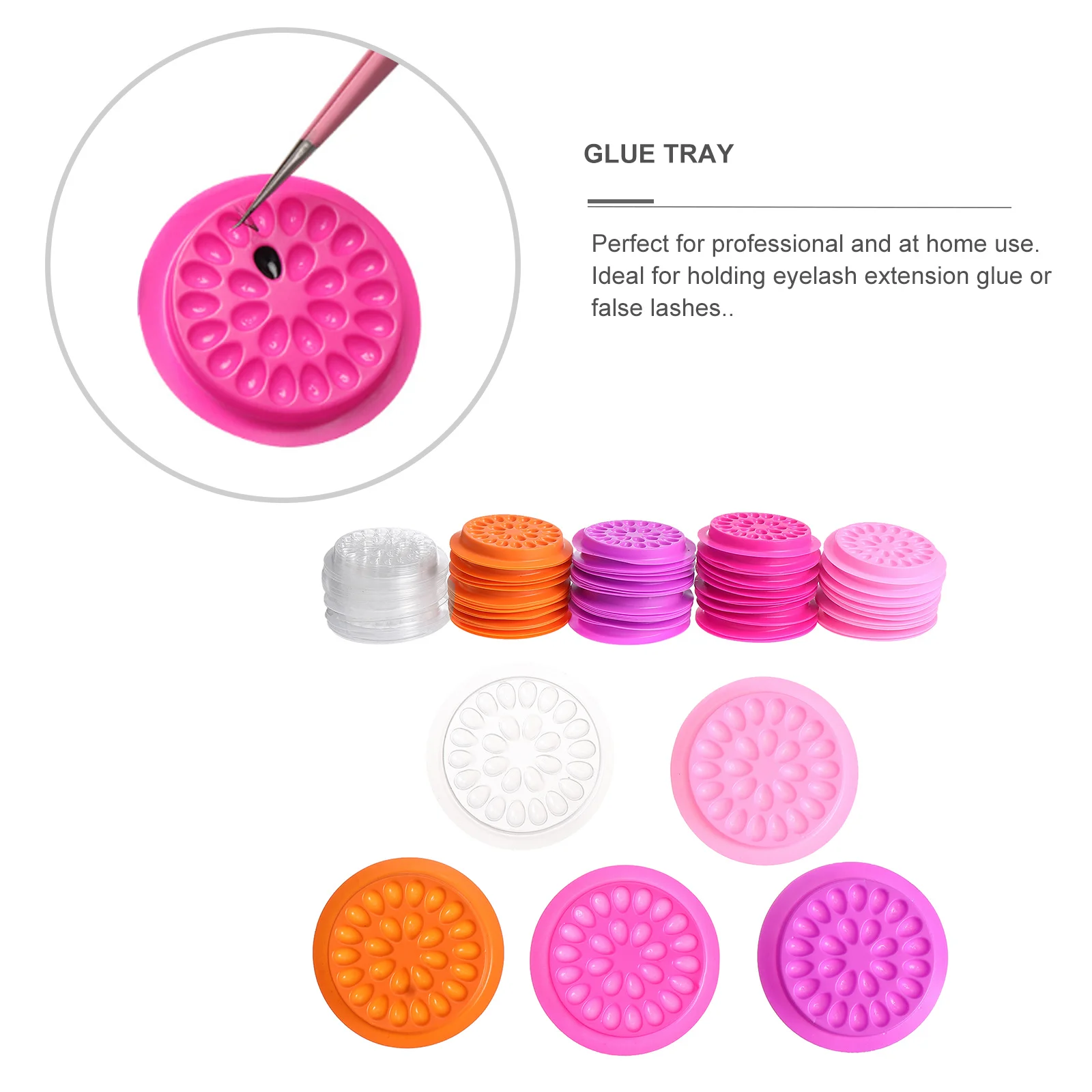 

100Pcs Flower Shape Eyelash Glue Tray Eyelash Extension Tool Lash Spa Supply False Lash Holder Glue Storage Tool Multi-Color