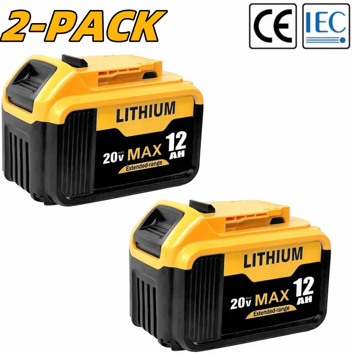 بطارية بديلة 1/2/4PACK 12Ah لأدوات Dewalt 20V Max (DCB201، DCB200، DCB204، DCB206، DCB203) - متوافقة مع Dewalt #3