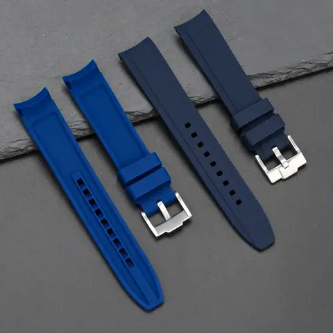 18mm 19mm 20mm 21mm 22mm Universal Höghållfast Silikonarmband för Tissot 1853 Böjd Änd Fjärilsspänne Klockarmband 10 best sales 20 mm klockarmband med böjd ände - №8