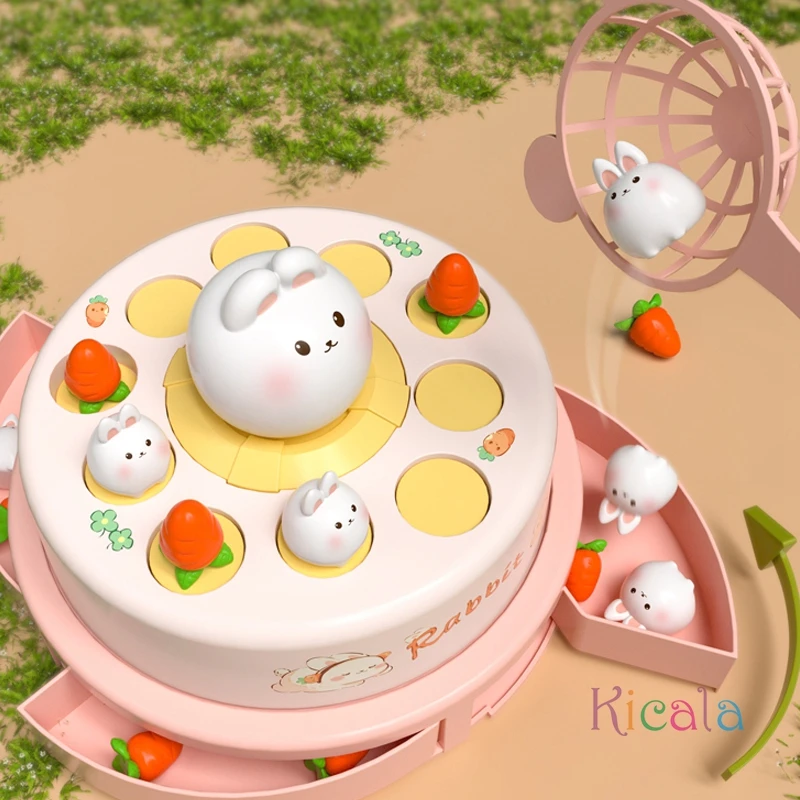 لعبة طفل مونتيسوري إطلاق الأرنب الكرتون تحلق الأرنب الجزرة اصطياد لعبة تطوير التفاعل الحسي لعبة ألغاز لعبة الهدايا