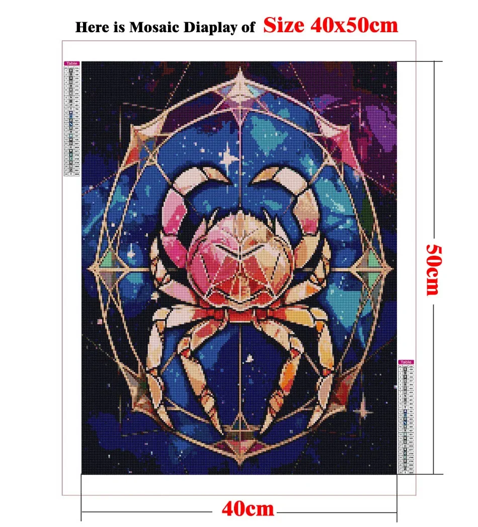 Full Round AB Diamond Painting Zodiac Signs Astrological The Cancer Crab Diy Diamond Embroidery Mosaic Gift Kits Home Decoration