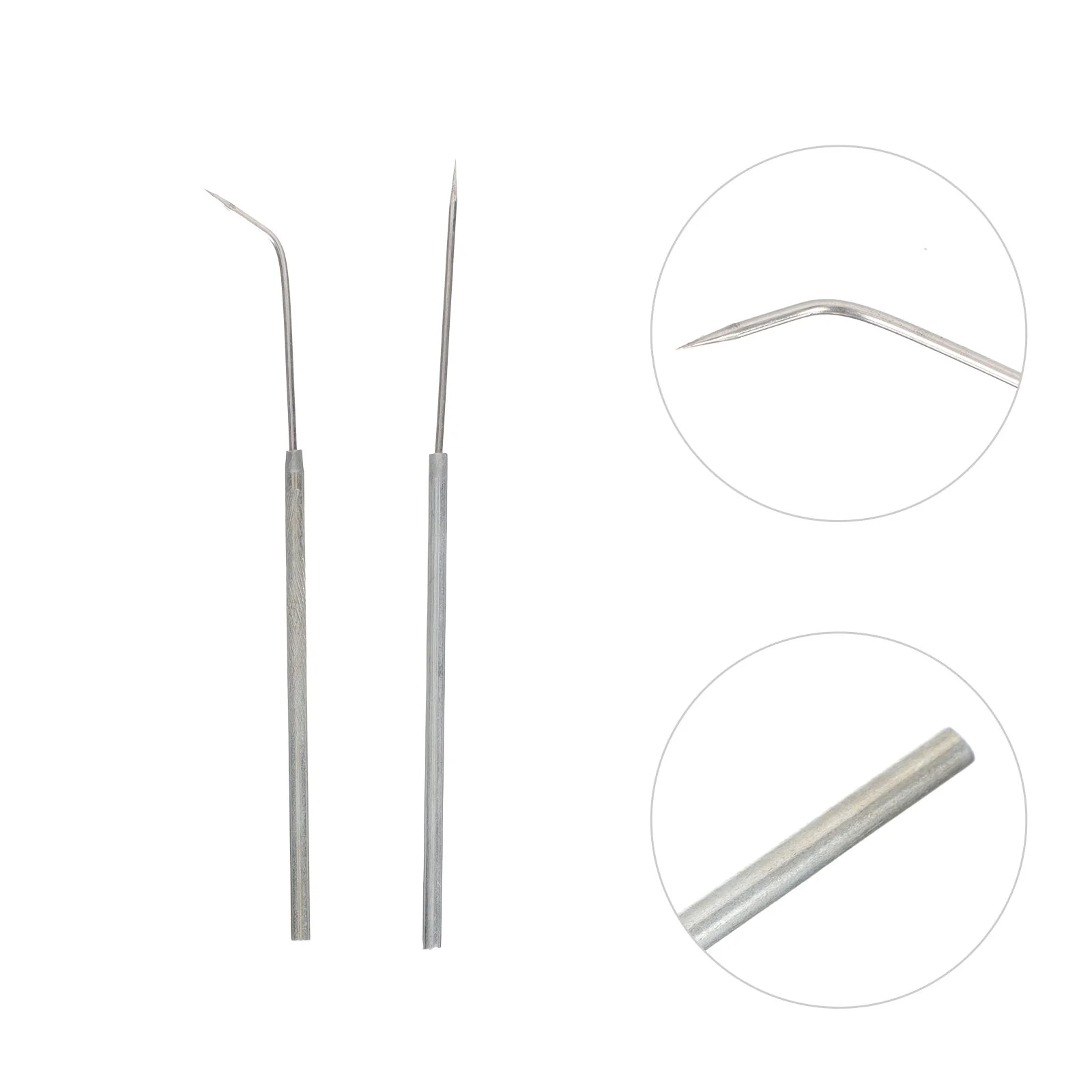 2 Pcs Stainless Steel Shaped Needle Metal Inoculating Tool Biological Reusable Needles Laboratory