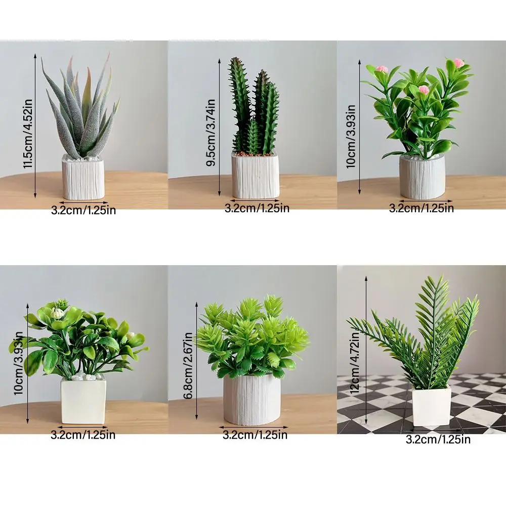 Green Dollhouse Potted Plant 1:6 Scale Lifelike Mini Flower Pot Home Decoration Micro Landscape Miniature Green Leaves Bonsai